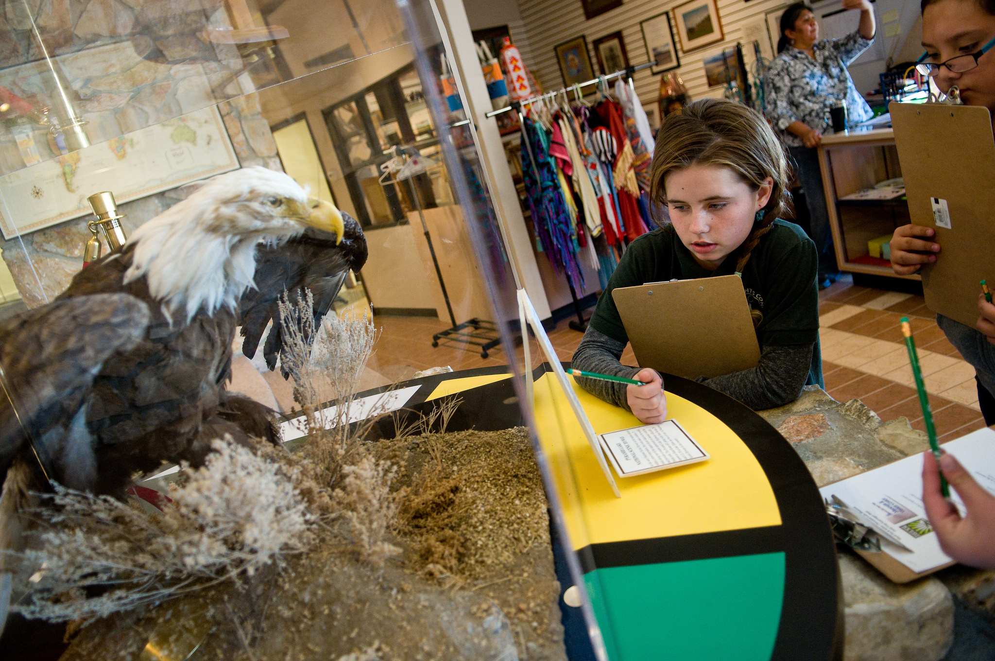 Children working on an assignment at Pyramid Lake Museum